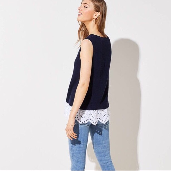 LOFT Sleeveless Eyelet Top - Picture 2 of 8